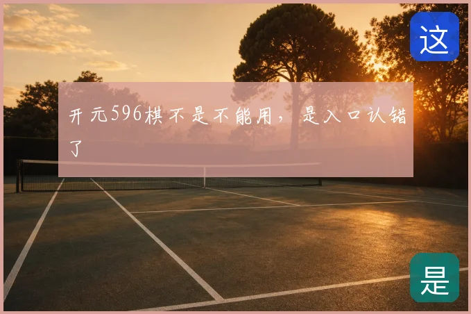 开元596棋不是不能用，是入口认错了
